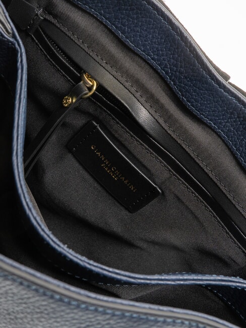 HELENA ROUND Bolso bandolera pequeño de piel AZUL - Bolsos Mujer