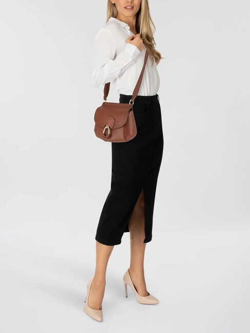 ERICA Bolso de hombro de piel BROWN - Bolsos Mujer
