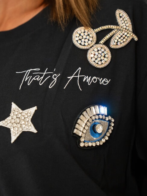 BOXY Camiseta de algodón negro - camiseta