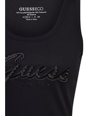 GUESS RAISSA LOGO Camiseta sin mangas con logotipo de diamantes de imitación jetbla - camiseta - 3