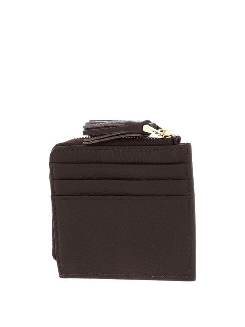 TASSEL Tarjetero con cremallera en piel martillada morena - Carteras Mujer