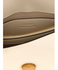 PINKO LOVE ONE CLASSIC Mini bolso de hombro de piel blanco seda-oro antiguo - Bolsos Mujer - 3