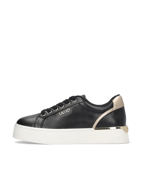 PRETTY 06 Zapatillas de plataforma de cuero negro/oro claro - Zapatos Mujer