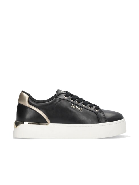 PRETTY 06 Zapatillas de plataforma de cuero negro/oro claro - Zapatos Mujer
