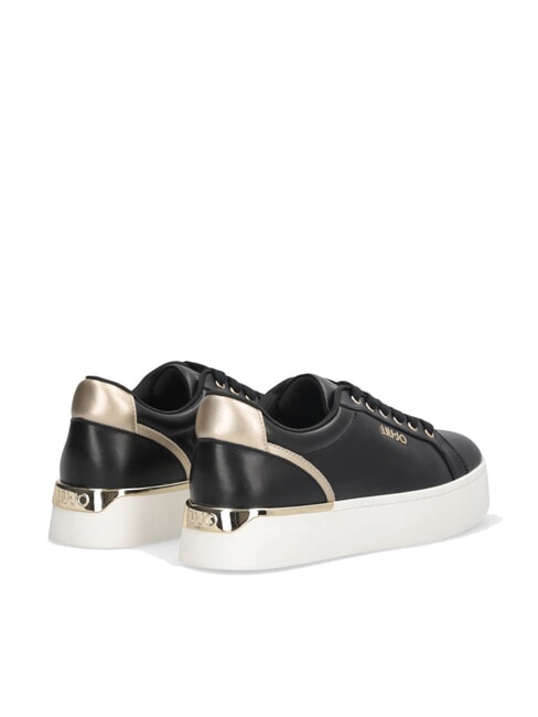 PRETTY 06 Zapatillas de plataforma de cuero negro/oro claro - Zapatos Mujer