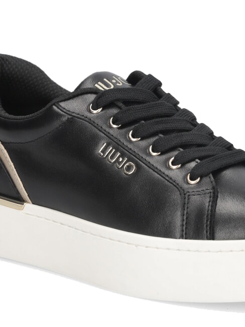 PRETTY 06 Zapatillas de plataforma de cuero negro/oro claro - Zapatos Mujer