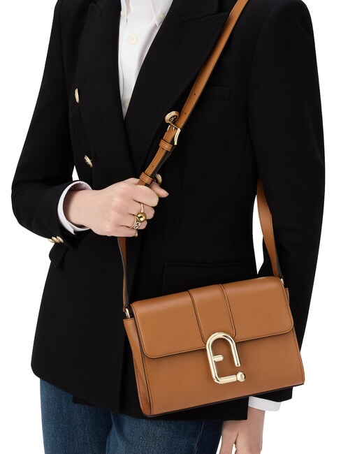 URBAN Bolso bandolera pequeño de piel brandy - Bolsos Mujer