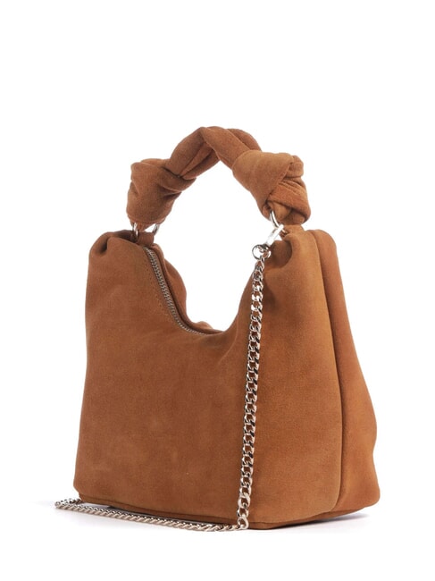 ISOTTA Bolso de piel de ante con cadena COGNAC - Bolsos Mujer