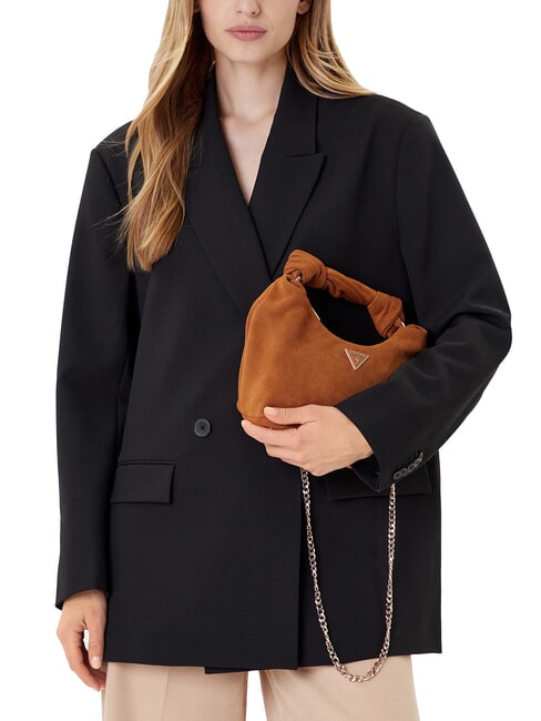 ISOTTA Bolso de piel de ante con cadena COGNAC - Bolsos Mujer