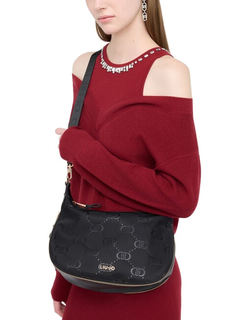 KALISKA Bolso hobo mediano de nailon NEGRO - Bolsos Mujer