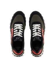 ARMANI EXCHANGE DROP MICROSUEDE Zapatillas con logotipo en contraste negro+oliva noche+calabaza - Zapatos Hombre - 3