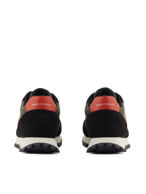 DROP MICROSUEDE Zapatillas con logotipo en contraste negro+oliva noche+calabaza - Zapatos Hombre