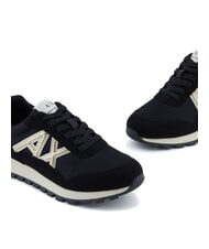 ARMANI EXCHANGE DROP MICROSUEDE Zapatillas con logo lateral negro/oro pálido - Zapatos Mujer - 4