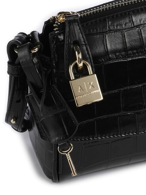 JANE CROCO Bolso de hombro con estampado de cocodrilo negro - Bolsos Mujer