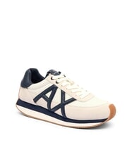 ARMANI EXCHANGE ROYALE SUEDE AIR MESH Zapatillas de piel con el logotipo de AX blanco roto + azul marino - Zapatos Hombre - 2