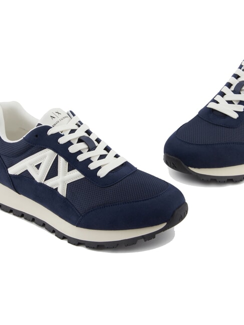 DROP MICROSUEDE Zapatillas con logotipo en contraste azul marino+blanco roto - Zapatos Hombre