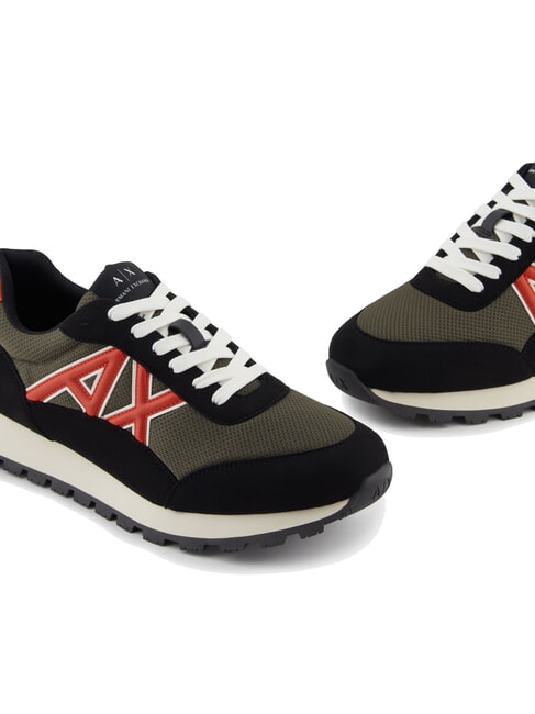 DROP MICROSUEDE Zapatillas con logotipo en contraste negro+oliva noche+calabaza - Zapatos Hombre