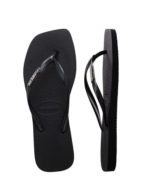 SQUARE LOGO Chancletas negro/plata - Zapatos Mujer