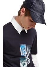 ARMANI EXCHANGE BASEBALL HAT Sombrero de tela satinada azul marino profundo - Sombreros - 3