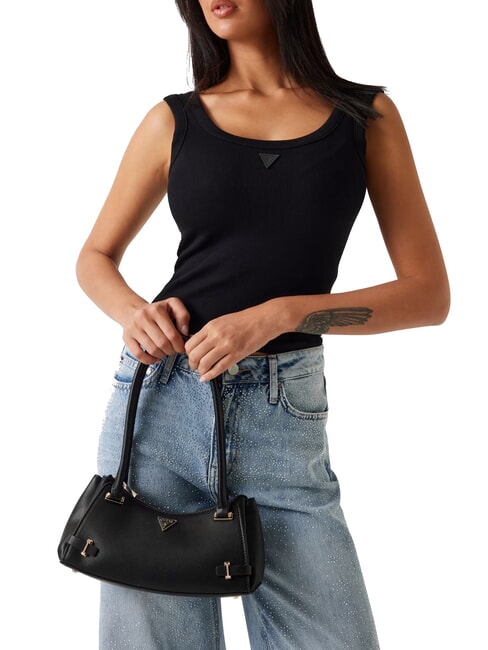 ROSALBA Bolso de hombro con estampado saffiano NEGRO - Bolsos Mujer