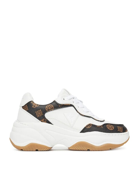 HAPYY3 Zapatillas con inserciones de logotipo de peon&iacute;a Blanco / marr&oacute;n - Zapatos Mujer