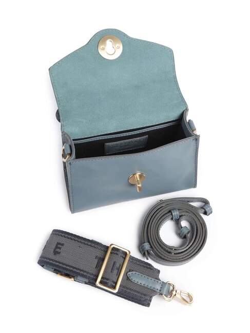 IRENE  Mini bolso de hombro, en piel cerúleo con abb dorado - Bolsos Mujer