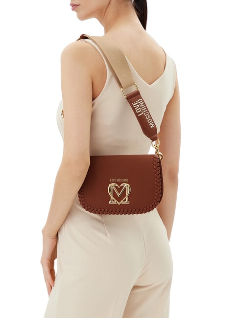 BRAIDED Bolso de hombro con solapa camello - Bolsos Mujer