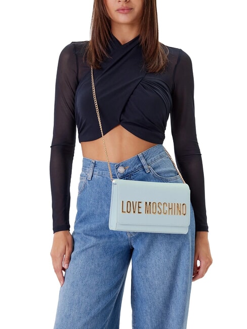 BOLD LOGO Bolso con solapa y bandolera de cadena Azul claro - Bolsos Mujer
