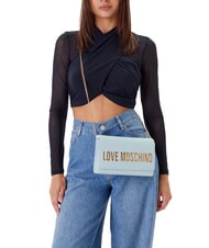 LOVE MOSCHINO BOLD LOGO Bolso con solapa y bandolera de cadena Azul claro - Bolsos Mujer - 5