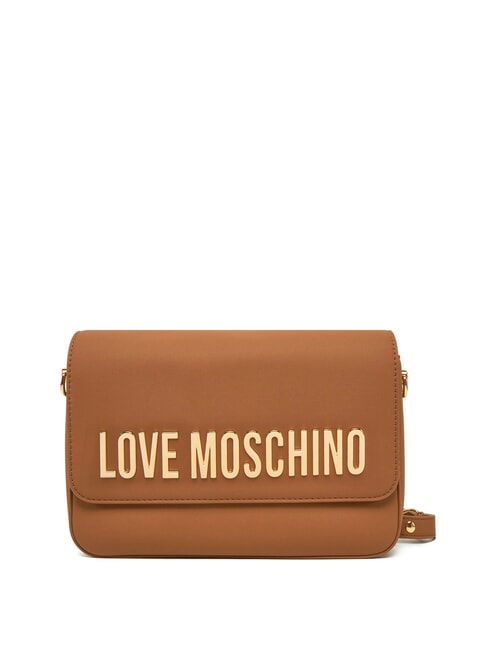 LAMINATED BOLD LOVE Bolso de hombro con solapa camello - Bolsos Mujer
