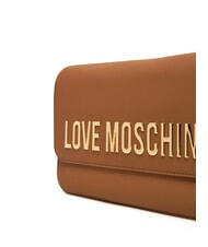LOVE MOSCHINO LAMINATED BOLD LOVE Bolso de hombro con solapa camello - Bolsos Mujer - 4