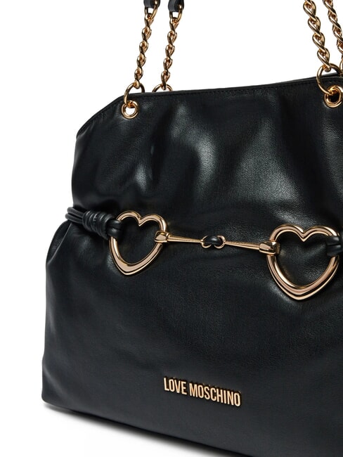 EMBOSSED Bolso de hombro con corazones de metal negro - Bolsos Mujer