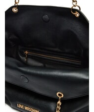 LOVE MOSCHINO EMBOSSED Bolso de hombro con corazones de metal negro - Bolsos Mujer - 4