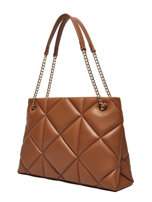 GEOMETRIC Bolso bandolera con asas de cadena camello - Bolsos Mujer