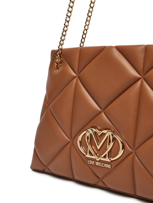 GEOMETRIC Bolso bandolera con asas de cadena camello - Bolsos Mujer