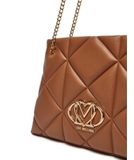 LOVE MOSCHINO GEOMETRIC Bolso bandolera con asas de cadena camello - Bolsos Mujer - 3