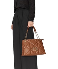 LOVE MOSCHINO GEOMETRIC Bolso bandolera con asas de cadena camello - Bolsos Mujer - 5