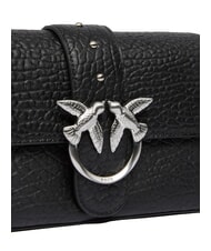 PINKO LOVE ONE SLOUCHY  Mini bolso de hombro de piel Limusina negra - plata mate - Bolsos Mujer - 3