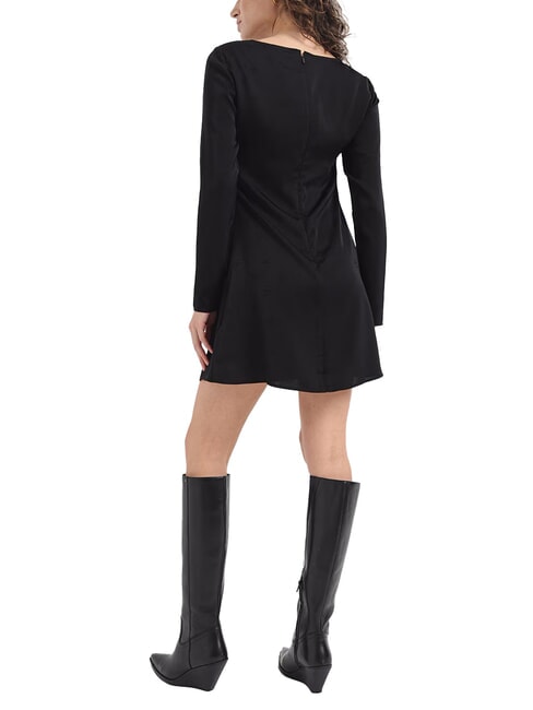 CK JEANS Vestido corto con mangas largas y logotipo completo. AOP floral negro tonal - Ropa de mujer