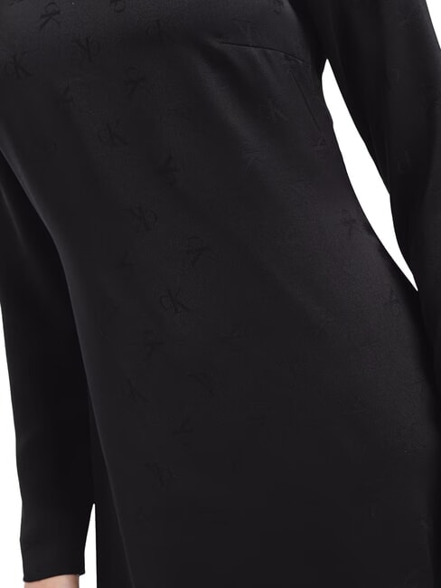 CK JEANS Vestido corto con mangas largas y logotipo completo. AOP floral negro tonal - Ropa de mujer
