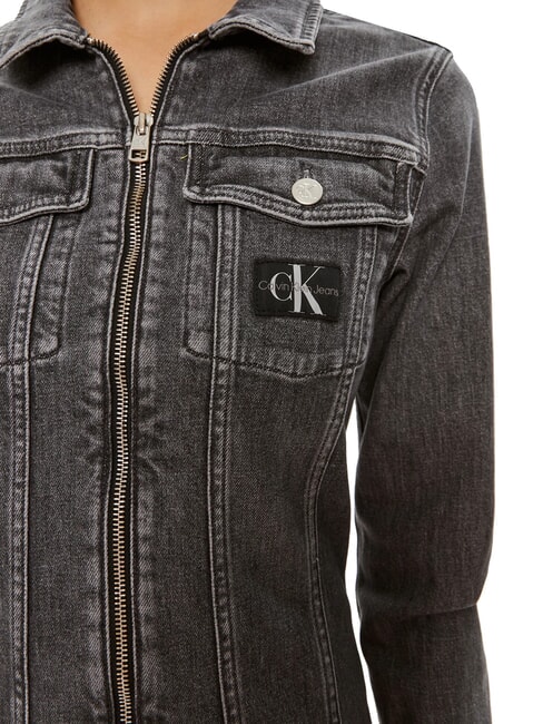 CK JEANS Vestido vaquero de manga larga con cremallera completa gris denim - Ropa de mujer