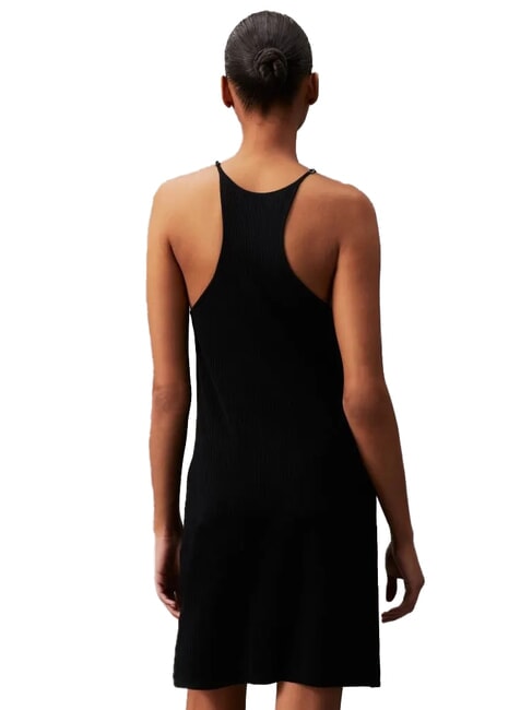 CK JEANS Vestido corto de tirantes acanalado ck negro - Ropa de mujer