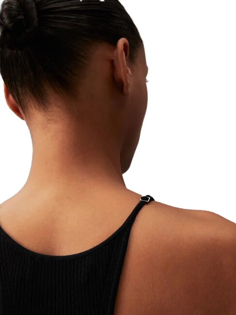 CK JEANS Vestido corto de tirantes acanalado ck negro - Ropa de mujer