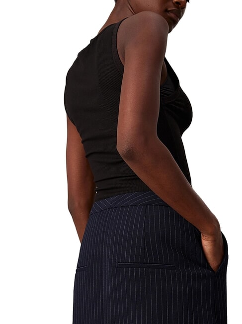 CK Falda midi de raya diplom&aacute;tica cielo nocturno / franja gris matutina - Faldas de mujer