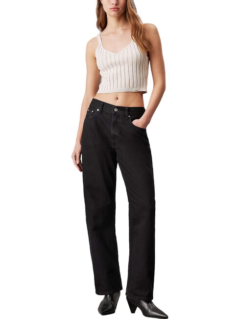 CK JEANS Top de tirantes tipo bralette de algodón marfil / pelícano - camiseta