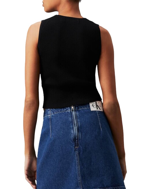 CK JEANS Camiseta sin mangas acanalada ck negro - camiseta