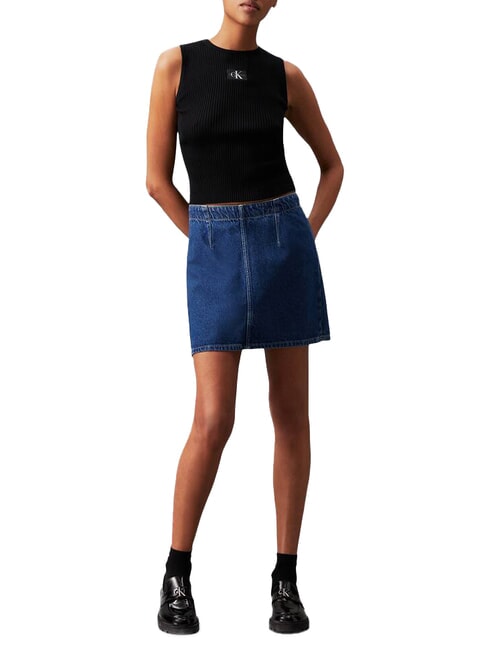 CK JEANS Camiseta sin mangas acanalada ck negro - camiseta