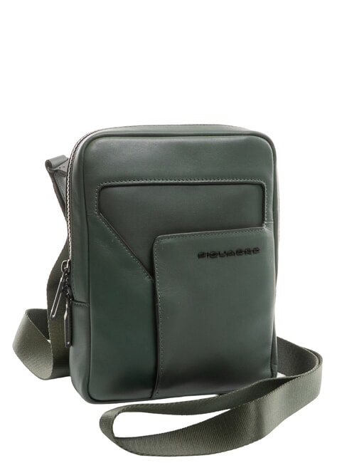W119 Bolso para iPad, en piel VERDE - Bandoleras Hombre