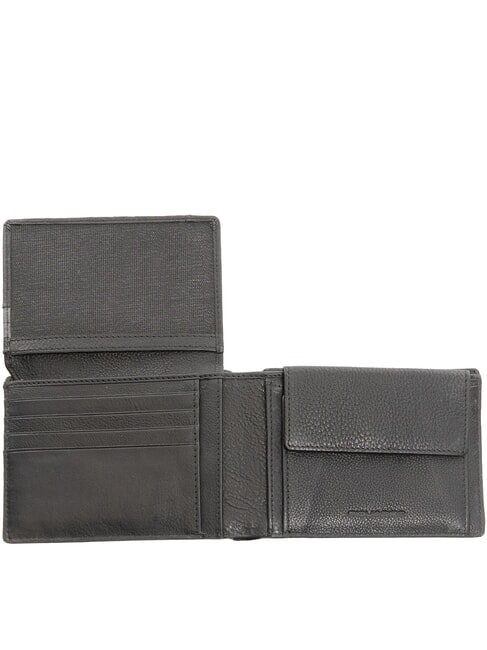TALLIN Cartera de piel con solapa y monedero negro - Carteras Hombre