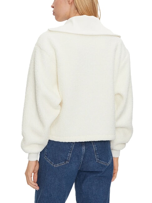 CK JEANS Sudadera de peluche con media cremallera marfil - Sudaderas de mujer